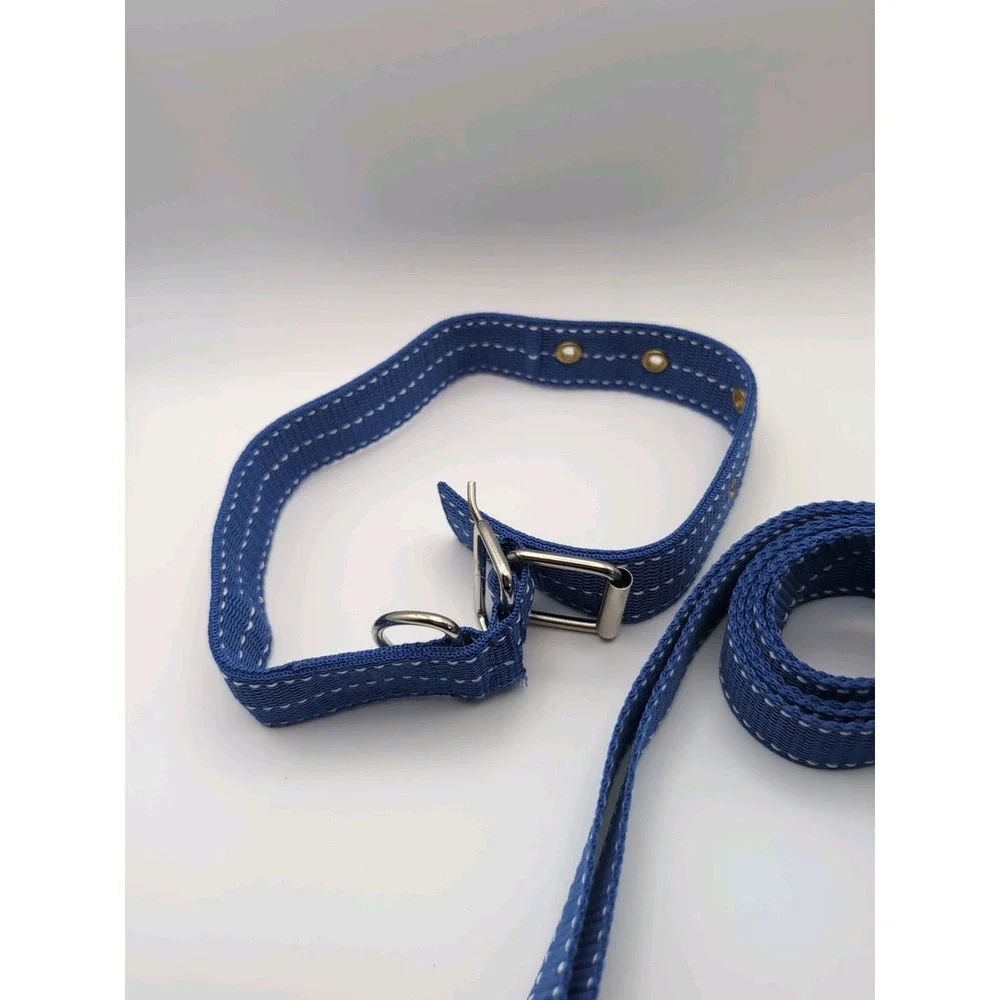 Blue dog collar 22 Inch and 5ft leash‎ set